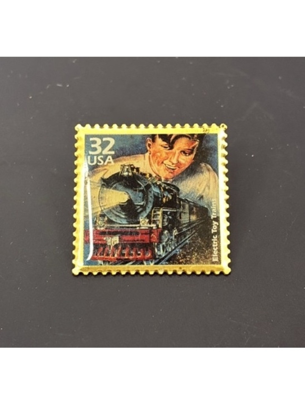 Vintage 1998 USPS Electric Toy Train Stamp Lapel Pin